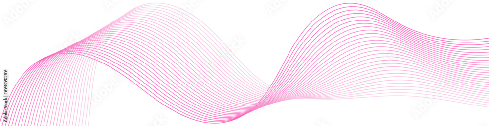Abstract background with waves for banner. Web banner size. Vector background with lines. Element for design isolated on white. Pink color. Beauty, love, girl - obrazy, fototapety, plakaty 