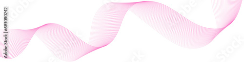 Abstract background with waves for banner. Web banner size. Vector background with lines. Element for design isolated on white. Pink color. Beauty, love, girl