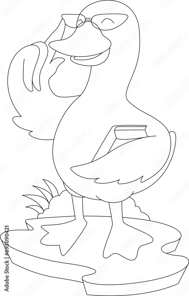Duck Teacher Book Animal Vector Graphic Art Illustration