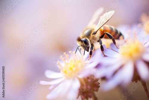 macro of a bee on an aster © primopiano