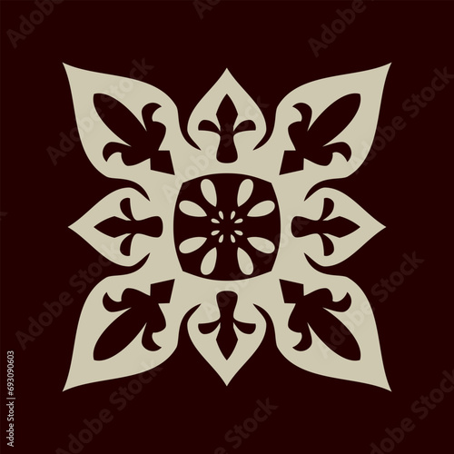 Round Pattern Mandala. Abstract design of Persian, Islamic, Turkish, Arabic vector circle floral ornamental border. Abstract Asian elements of the national pattern of the ancient nomads of the Kyrgyz