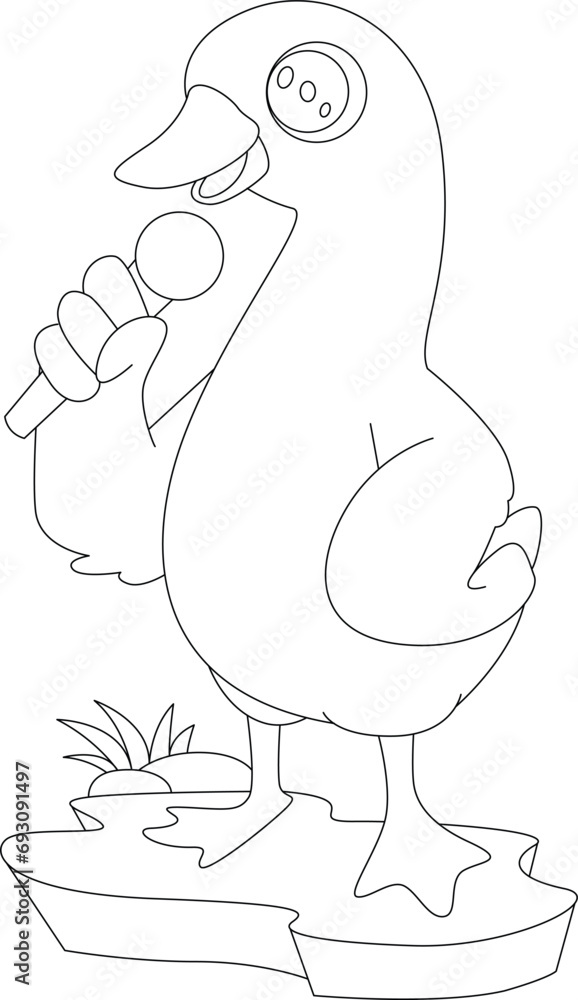 Duck Singer Microphone Music Animal Vector Graphic Art Illustration Duck Singer Microphone Music Animal Vector Graphic Art Illustration