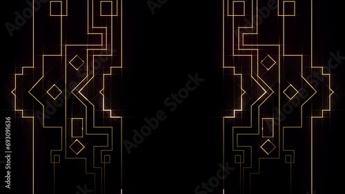 Art Deco Style Animated Golden Frames Endless Loop