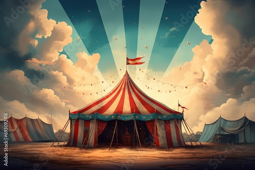Circus tent illustration, Generative AI