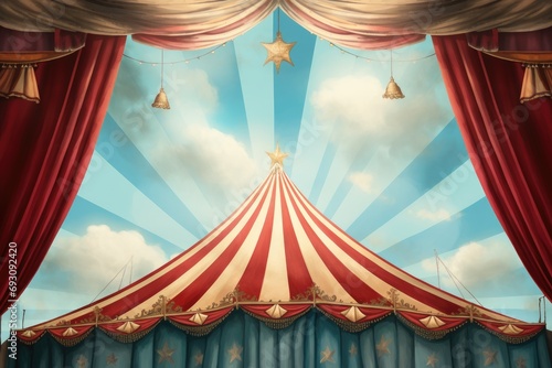 Circus tent illustration, Generative AI photo