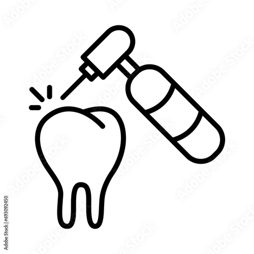 Dental drill icon. Treating cavities with a dental drill. Dental health care icon