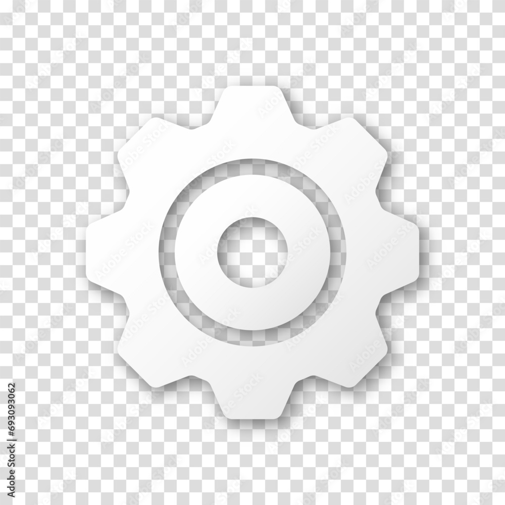Gear icon, flat design. Machine sprocket gear icon. Realistic vector cogwheel sign symbol on a transparent background. Gear icon, flat design. Machine sprocket gear icon. Realistic vector cogwheel sign symbol on a transparent background.