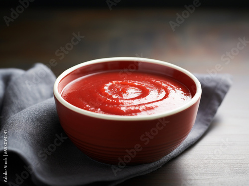 Ketchup sauce in a small bowl