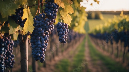 France's famous black grape fields, summer time 