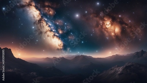 Nebula and galaxies in space. Abstract cosmos background  