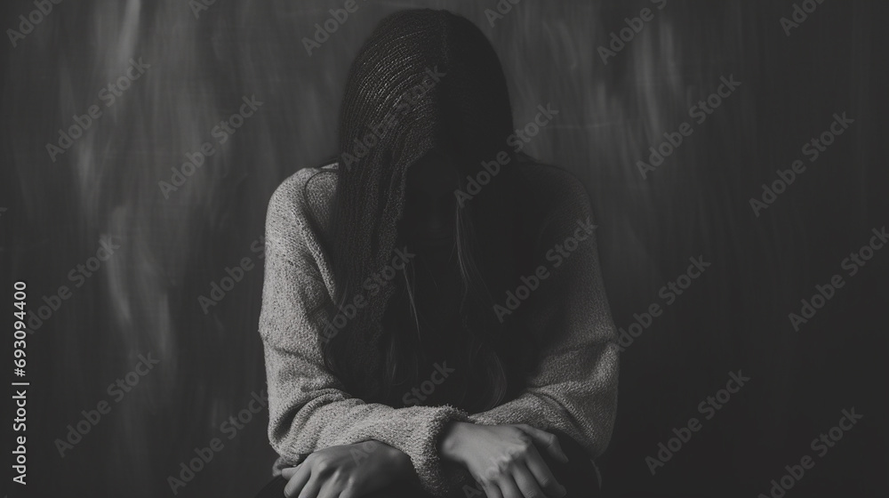 A woman have anxiety disorder - Ai Generated  - obrazy, fototapety, plakaty 