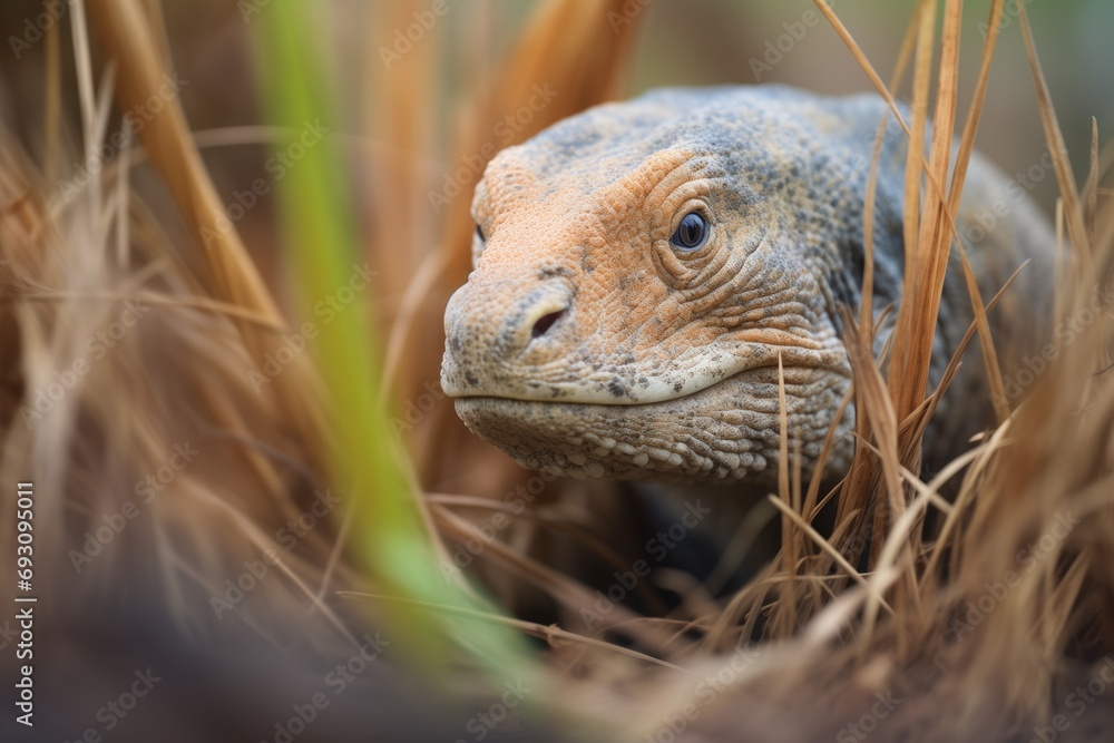 komodo dragon camouflaged within island brushwood komodo dragon camouflaged within island brushwood