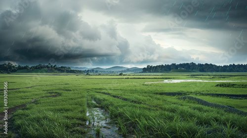 Stormy Agricultural Landscape. Farming, Ecology, Health, Sustainabillity Concept. photo