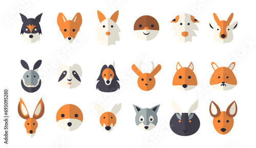 Abstract vector animal icons on white background