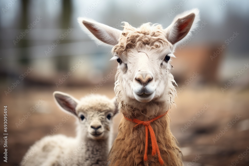 young llama and lamb together