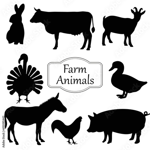 Farm animals vector set illustration