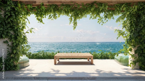 Vacation Concept with Beach. Holiday Background with Natural Plant Elements. photo