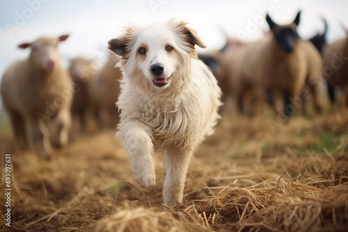 sheepdog skillfully navigating through sheep