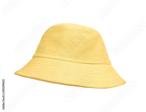 yellow bucket hat on a white background