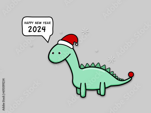 New year 2024. Year of the dragon. Cartoon text template with the dragon. Christmas template