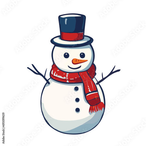Cute magic santa snowman with hat and scarf Christmas elves xmas illustration vector clipart element isolated on a white background