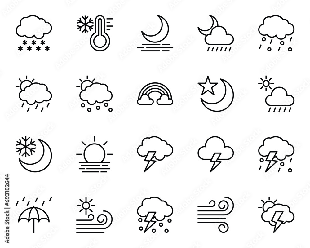 Obraz premium Outline icons set for Weather.