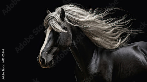 black horse on black