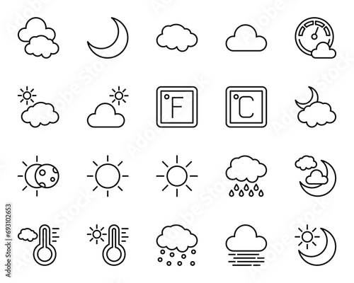 Outline icons set for Weather. photo