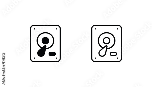Hard Disc icon design with white background stock illustration