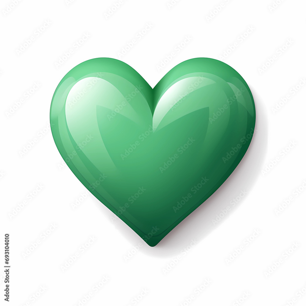 Green heart. Green volume heart isolated on white background. Green heart. Green volume heart isolated on white background.