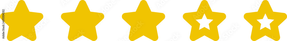 Client leaves 3 star rating icon. Customer review satisfaction feedback survey Client leaves 3 star rating icon. Customer review satisfaction feedback survey