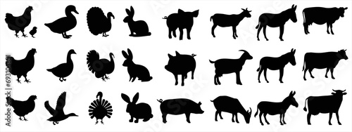 Farm animals vector set illustration