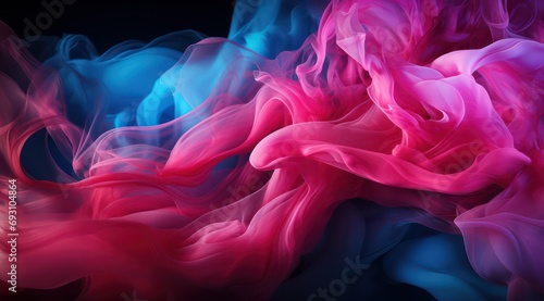 Colorful paint drops from above mixing in water or Ink swirl underwater photo