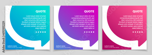 3D bubble testimonial banner, quote, infographic. Social media post template designs for quotes. Empty speech bubbles, quote bubbles and text box. Vector Illustration EPS10. photo