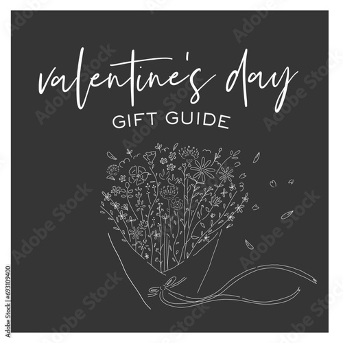 Valentine event corporate greeting graphic design template with Hand drawn vector illustration _ Valentine's day _ Flower bouquet 