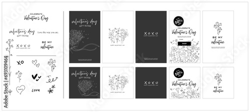 Valentine event corporate greeting graphic design template with Hand drawn vector illustration _ Valentine's day _ Flower bouquet 