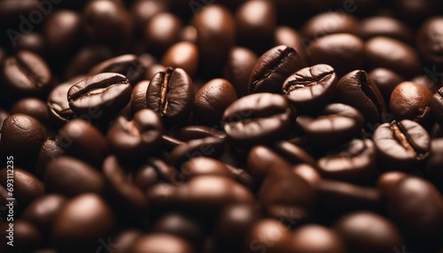 close up view of dozens coffee beans  above view 