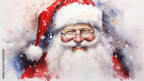 Watercolor portrait of Santa Claus photo