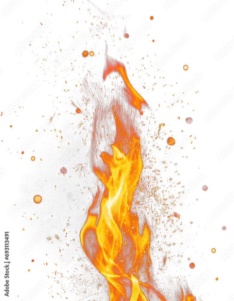 Fototapeta premium Stunning realistic fire flames PNG images on a transparent background, perfect for dynamic graphic designs and visual effects