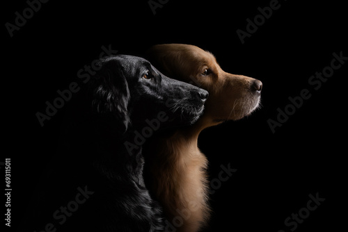 Animal portraits on a black background