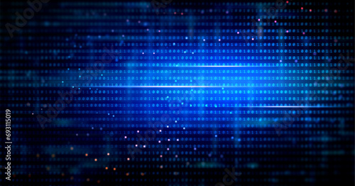 Abstract background of Cyberspace with binary code and software developer.	
