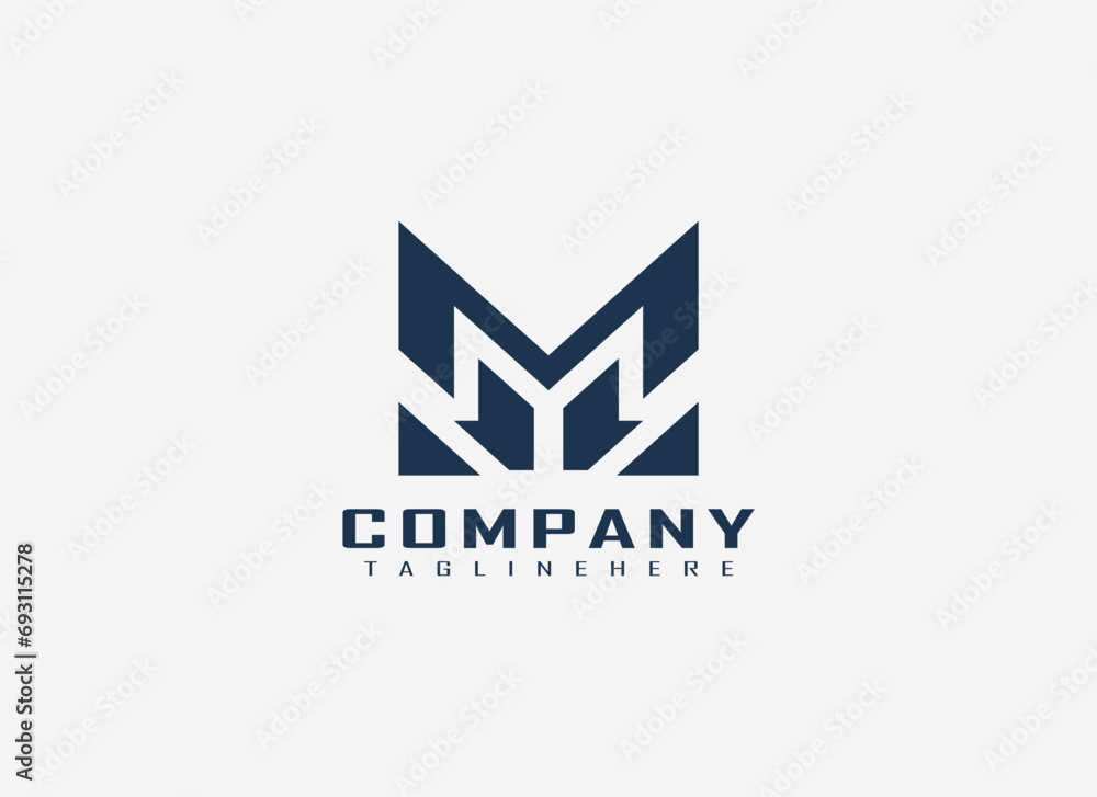 Abstract Initial Letter M Logo. Geometric Line Shapes Letter M Isolated on White Background. Suitable For Business and Branding Logos. Flat Design Vector Template Elements Abstract Initial Letter M Logo. Geometric Line Shapes Letter M Isolated on White Background. Suitable For Business and Branding Logos. Flat Design Vector Template Elements