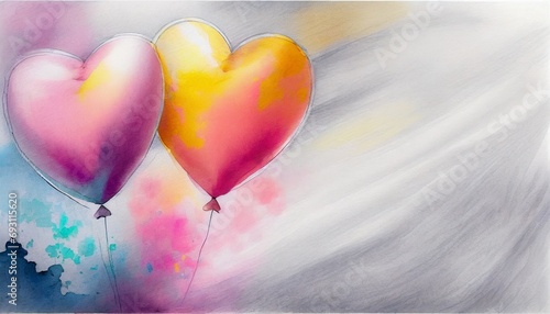 Kolorowe balony w kształcie serca na białym tle. Walentynkowe lub urodzinowe tło z miejscem na tekst photo