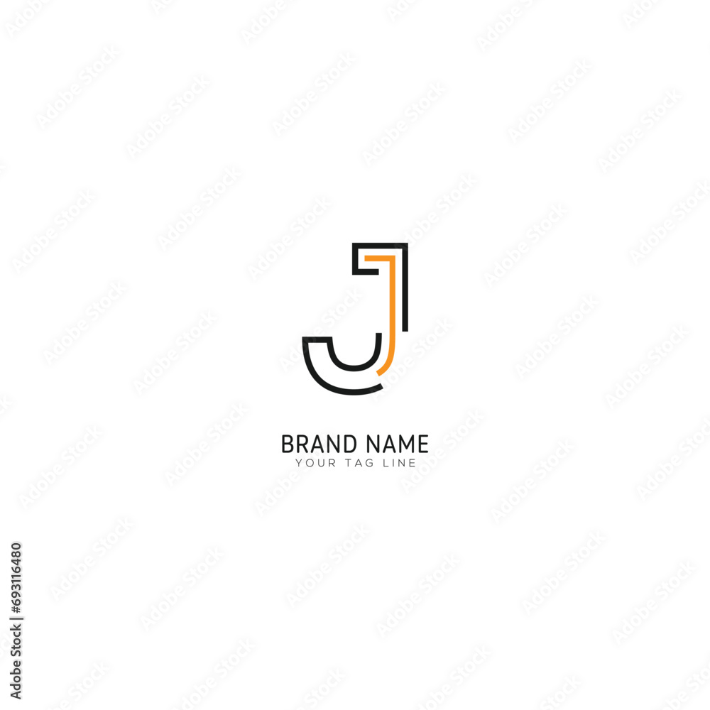 Abstract Initial Letter J Logo. White Geometric Shape with Red Square Dot isolated on Blue Background. Usable for Business and Branding Logos. Flat Vector Logo Design Template Element Abstract Initial Letter J Logo. White Geometric Shape with Red Square Dot isolated on Blue Background. Usable for Business and Branding Logos. Flat Vector Logo Design Template Element