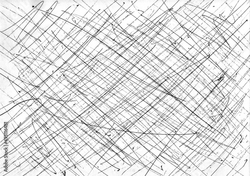 Black grunge Hand drawn scrawl scratch texture isolated on white background for overlay