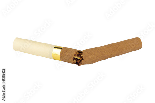 broken cigarette isolated from background