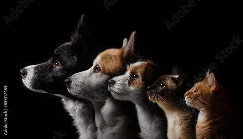 Animal portraits on a black background