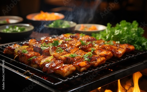  sizzling barbecue pork belly  perfectly grilled and ready to serve