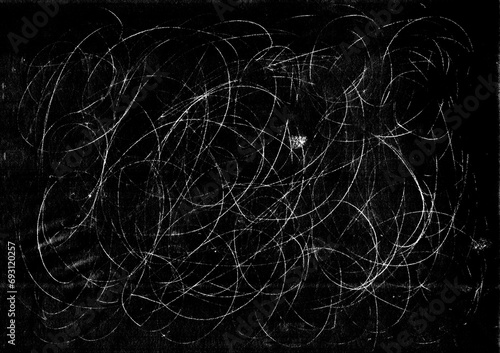 White grunge Hand drawn scrawl scratch texture isolated on black background for overlay