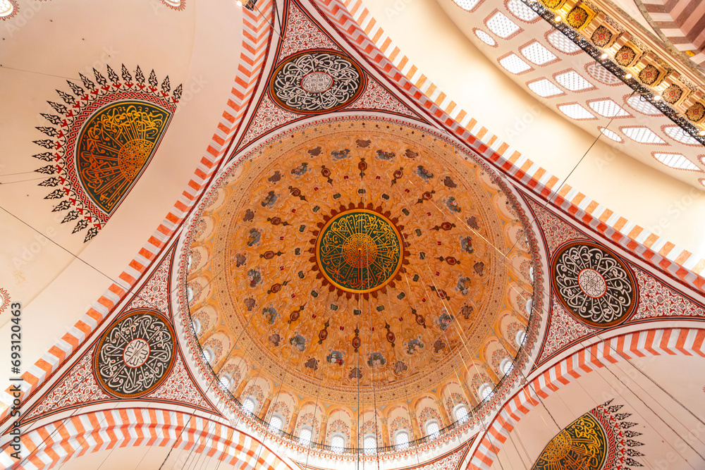Interior view of Suleymaniye Mosque in ıstanbul, Turkiye